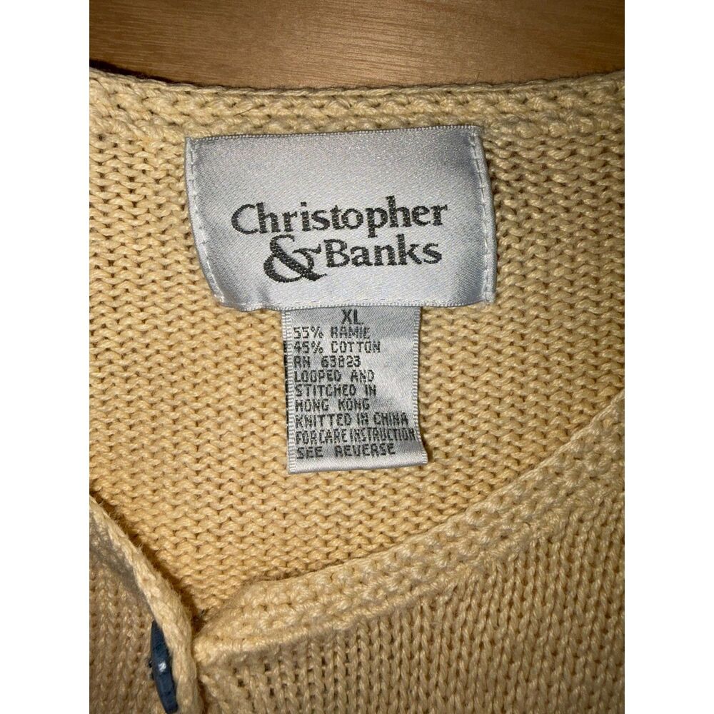 VTG 90s Apple Cardigan Butter Yellow Cottagecore Grandmacore Teacher XL - Picture 4 of 5